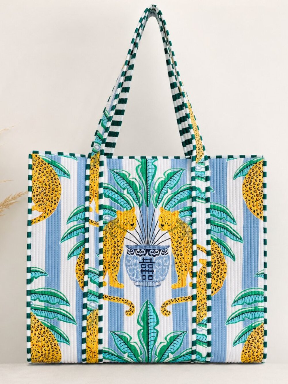 Floral Block Printed Tote Bag, Cotton Travel Bag, Eco Friendly Tote Bag